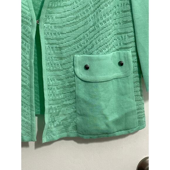 Ming Wang Cardigan Sweater Small Mint Green Clueless Preppy Old Money NWT - Picture 3 of 7